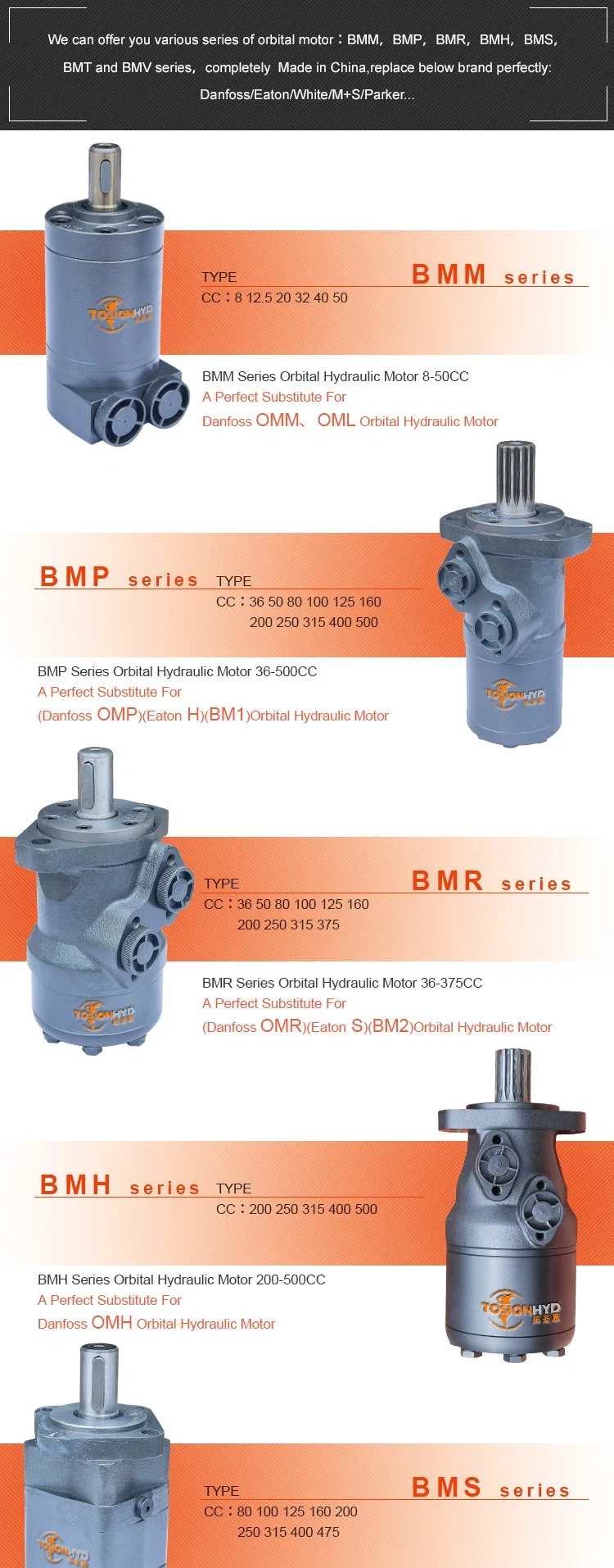 China Eaton Char-Lynn Char Lynn H/S/2K/4K/6K/2000/4000/6000 Charlynn Series M S White Sam Geroler Gerotor Hydraulik Motor Danfoss Hydraulic Orbit Motor Price